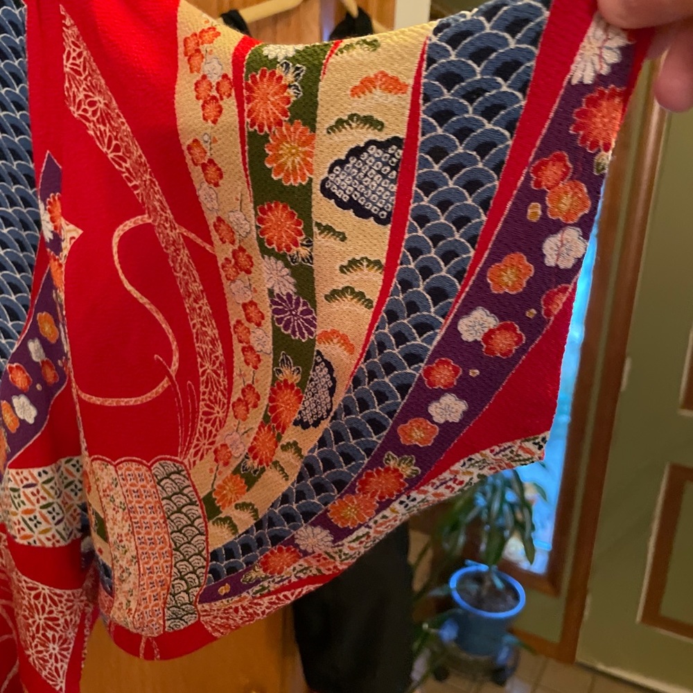 Vintage Japanese red ribbon print boatneck top - Picture 2 of 4